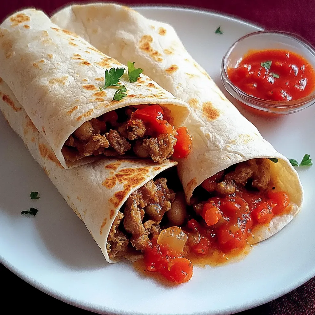 Piatti di carne e verdure in un tortilla.