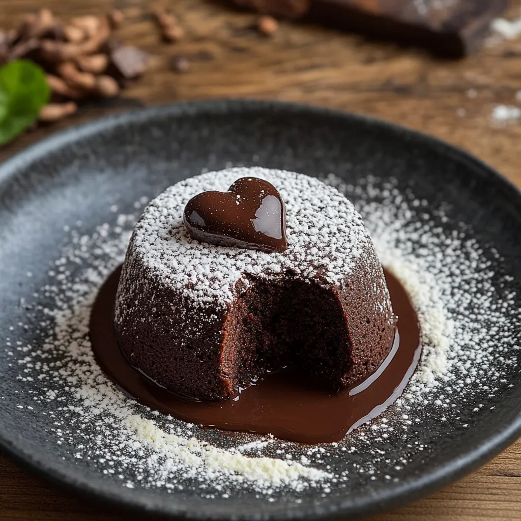 Un dolce con una crema di cioccolato e una piccola crema di cioccolato in forma di cuore.