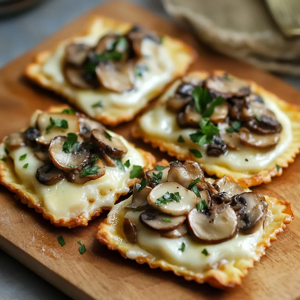 Quattro biscotti con funghi.