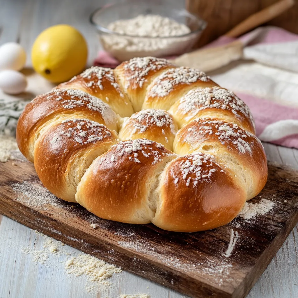 Un pane di pizza con semi di sesamo.