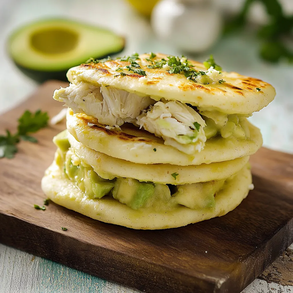 Quattro pancakes con pesce e guacamole.