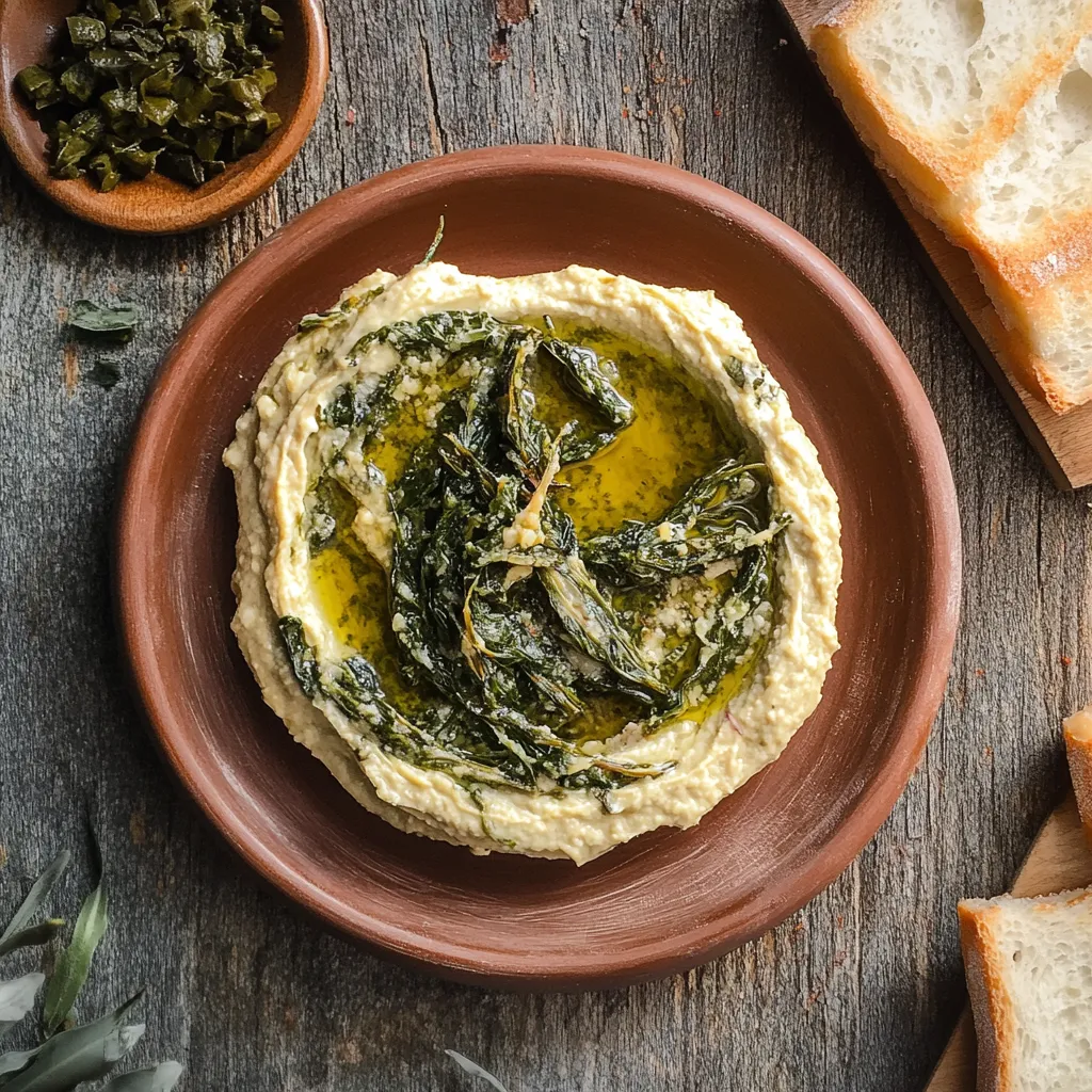 Una tazza con un piatto di hummus e verdure.