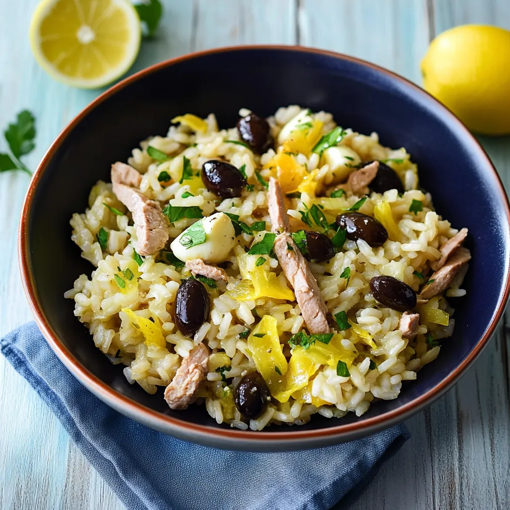 Riso con carne e olive.