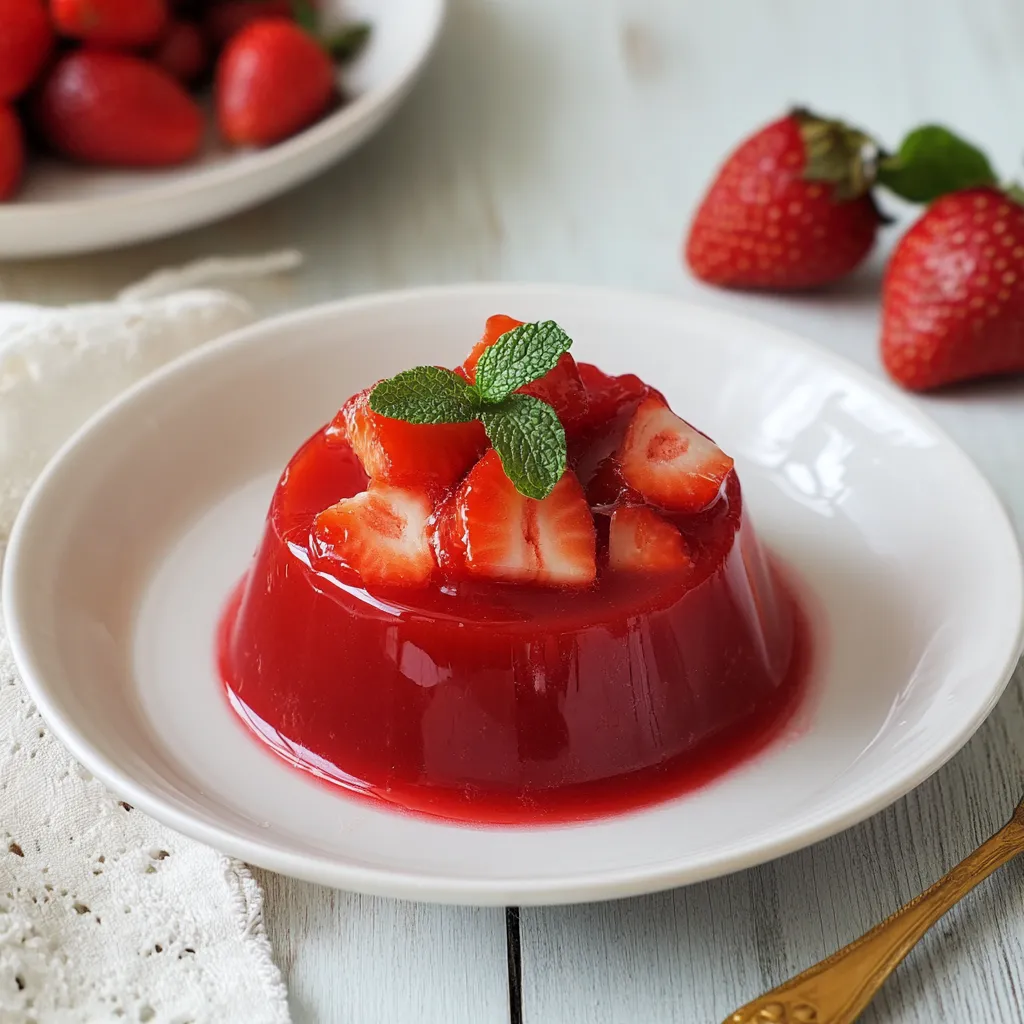 Un piatto di strawberry shortcake con strawberry e mint.