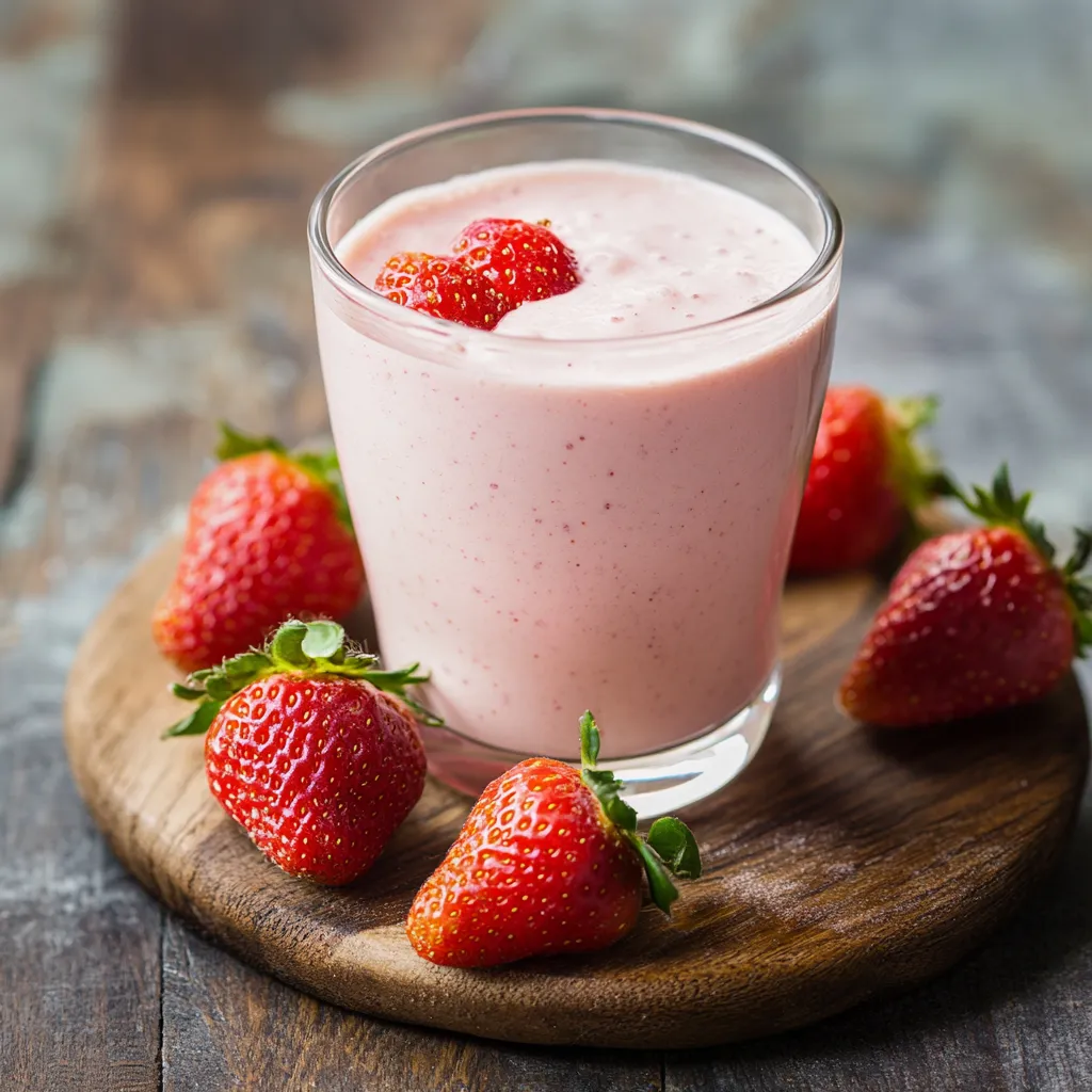 Vetro con frullato di strawberry.