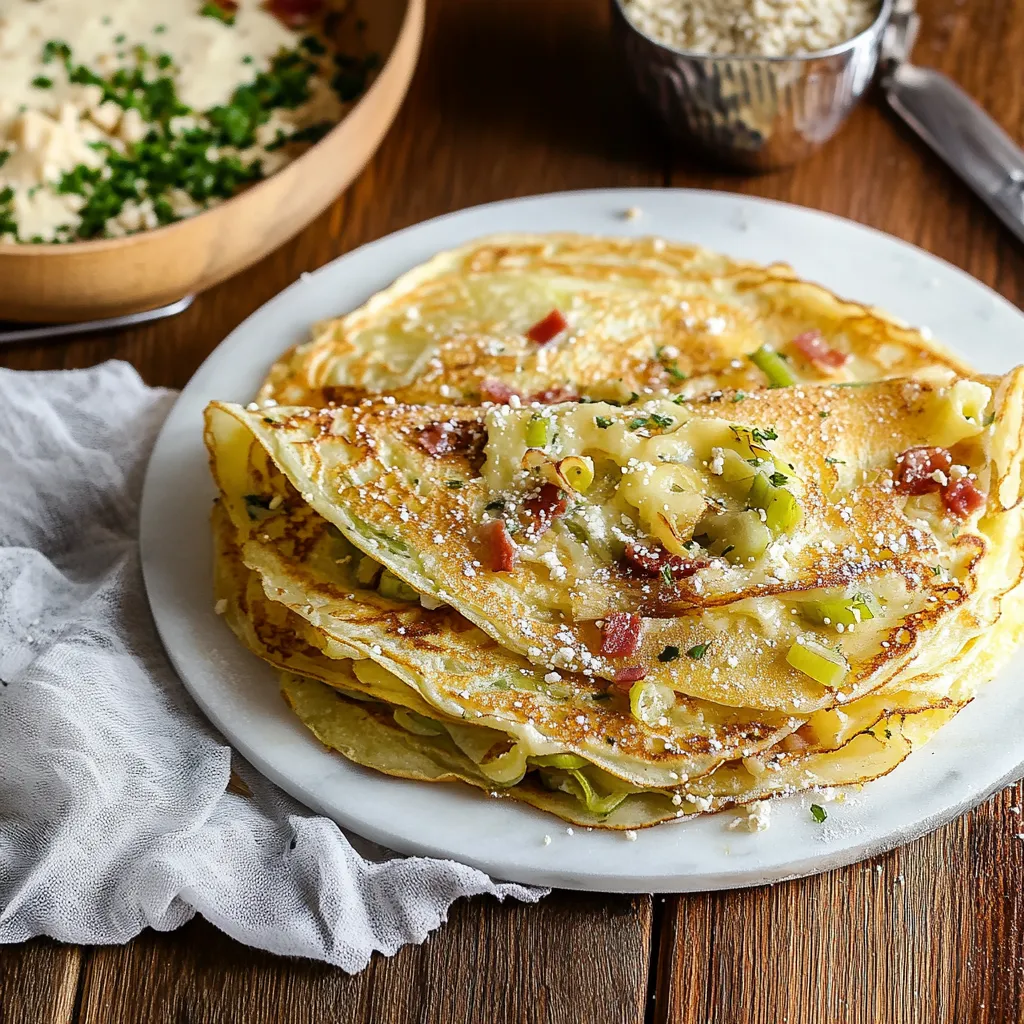 Piatti di pancakes con salsa e patate.