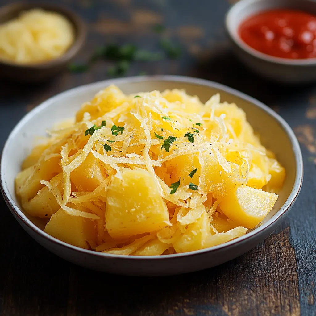Una ciotola di patate con patate croccanti e parsley.