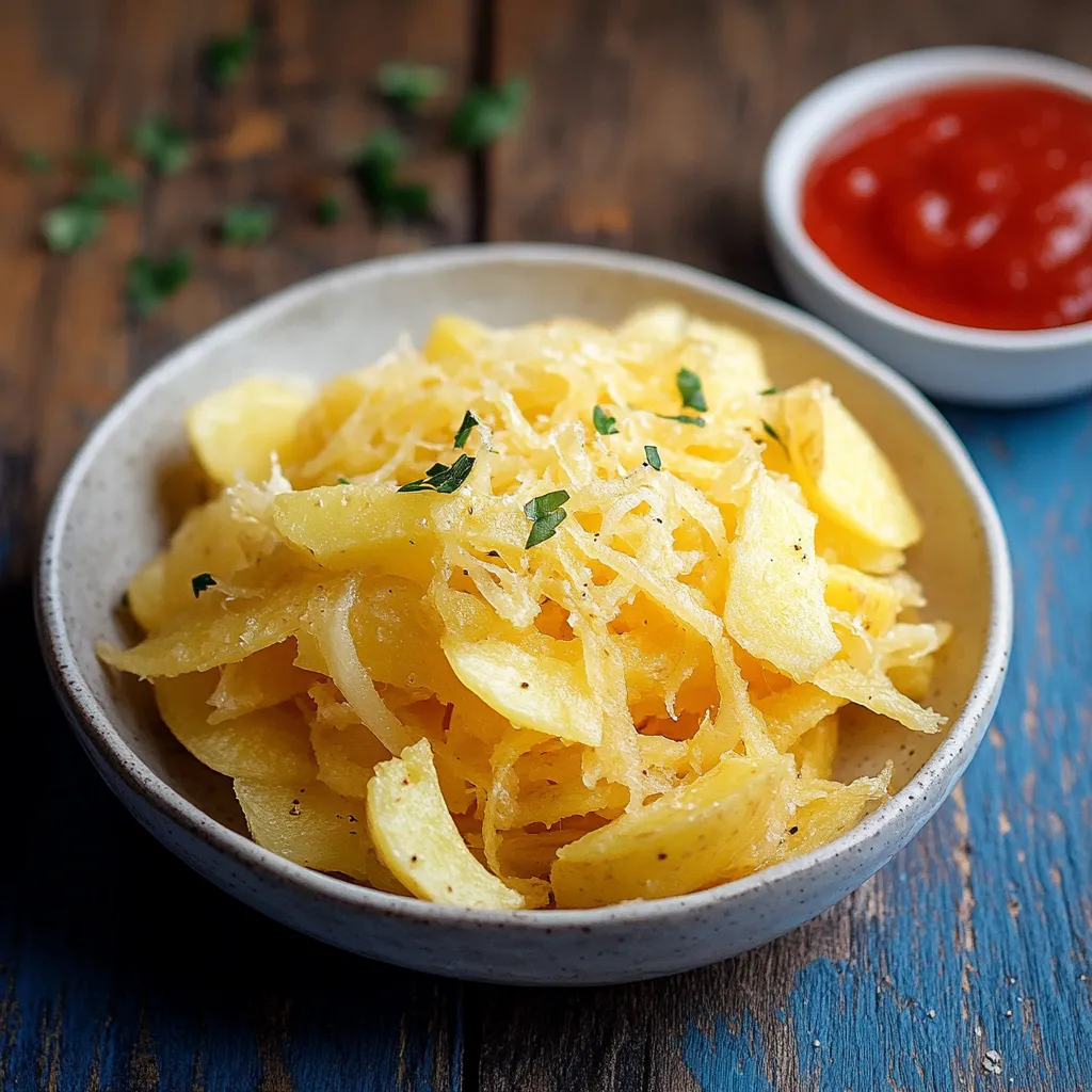 Una tazza con patate e formaggio.