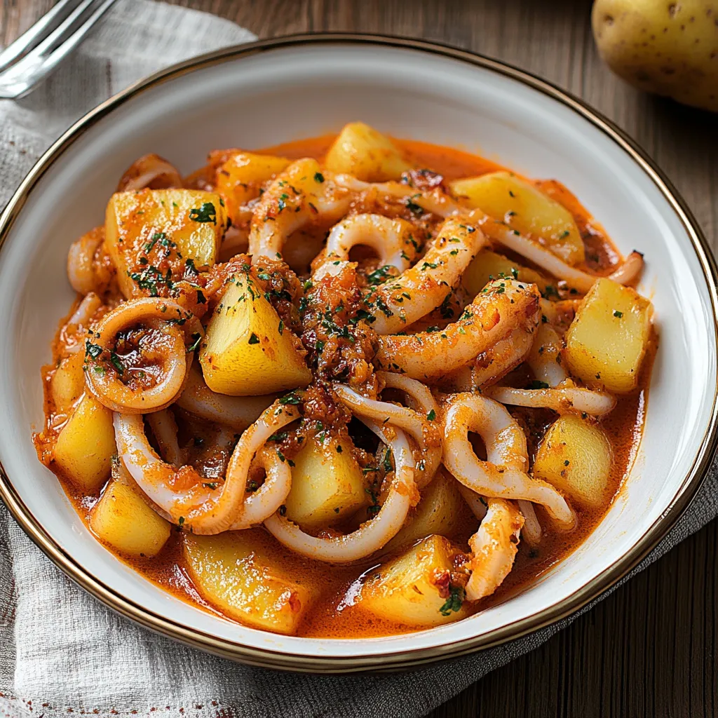 Una tazza con spaghetti e patate.
