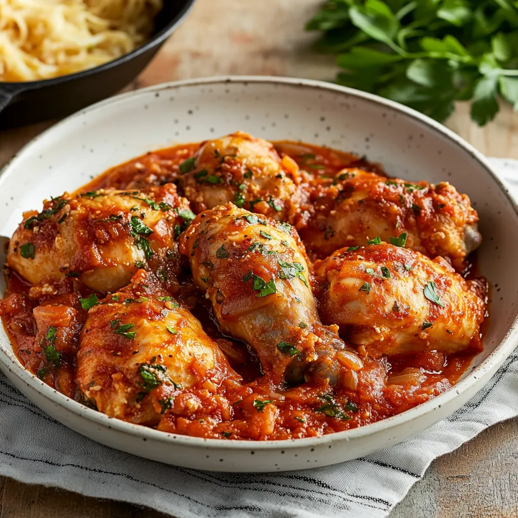 Piatti di pollo con salsa rossa.