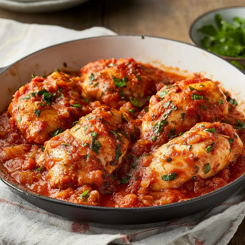 Piatti di pollo con salsa rossa.