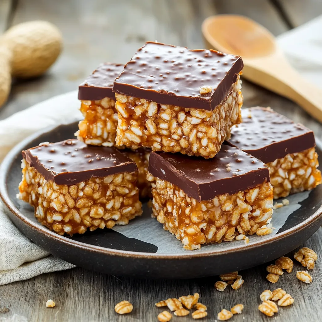 Quattro pezzi di cioccolato con grano di cereale.