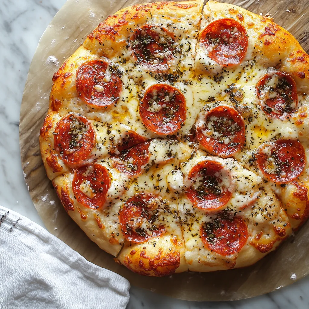 Pizza con pepperoni e formaggio.