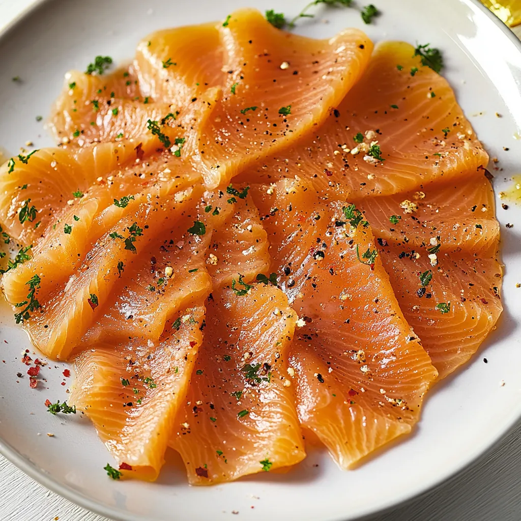 Una fettina di salmone con peperoncino e erbe.