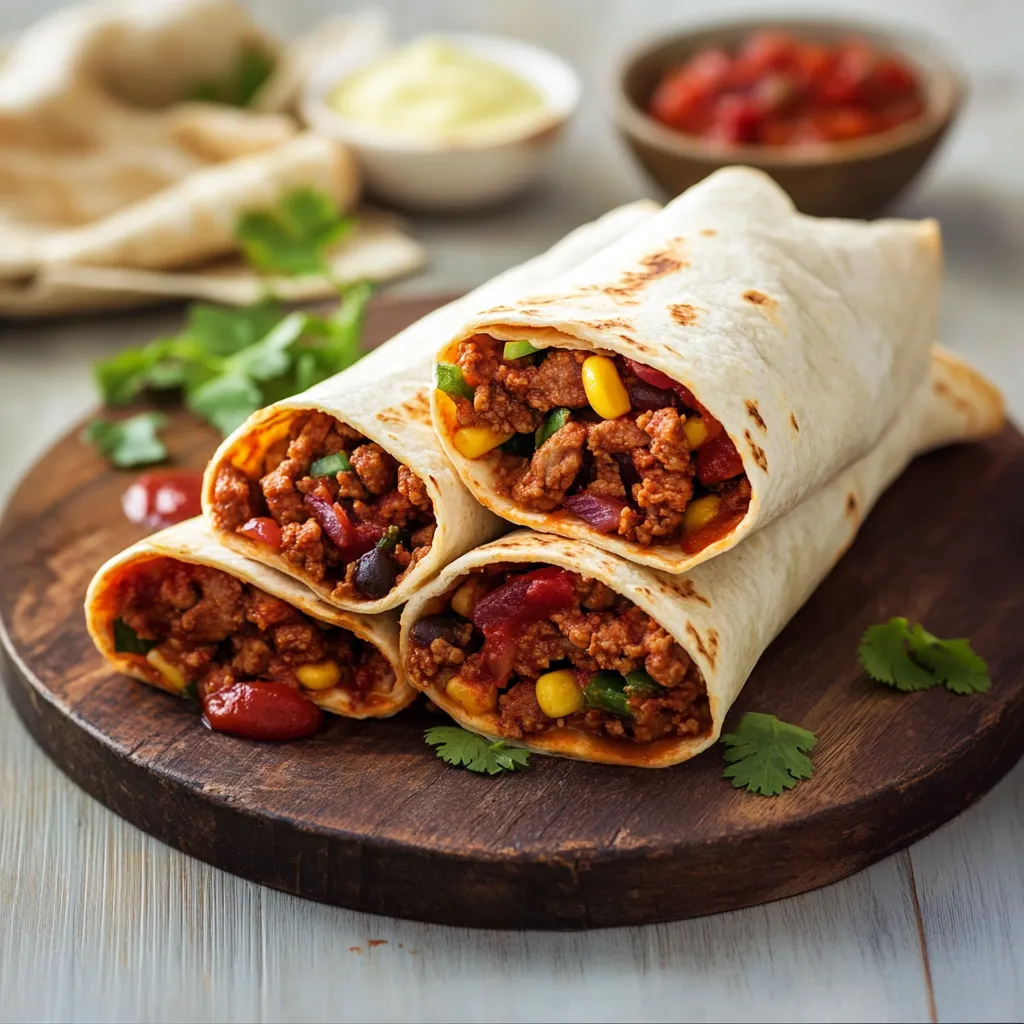 Un taco con carne e verdure.