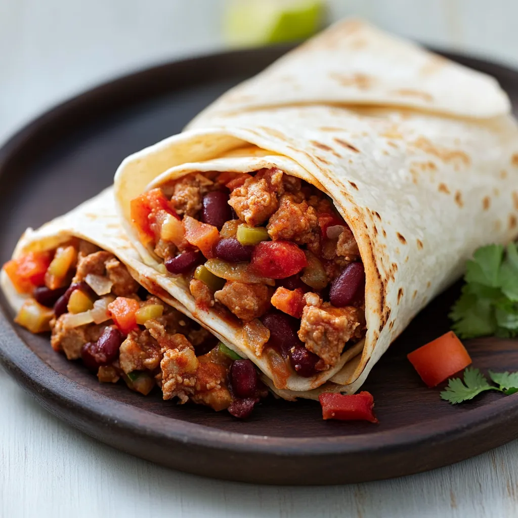 Un tortilla con carne e verdure.