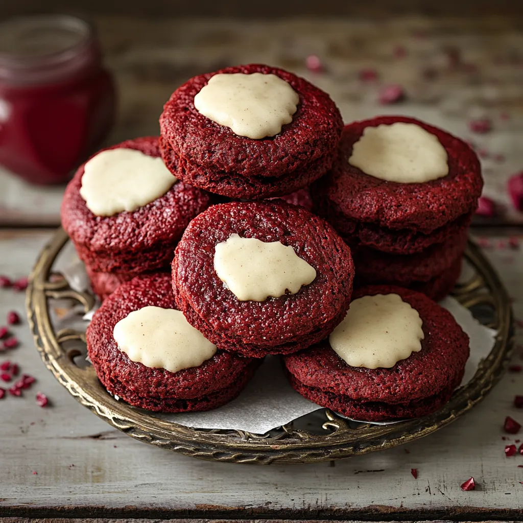 Un tavolo con un piatto di dolci a forma di cuore con crema e maraschino.