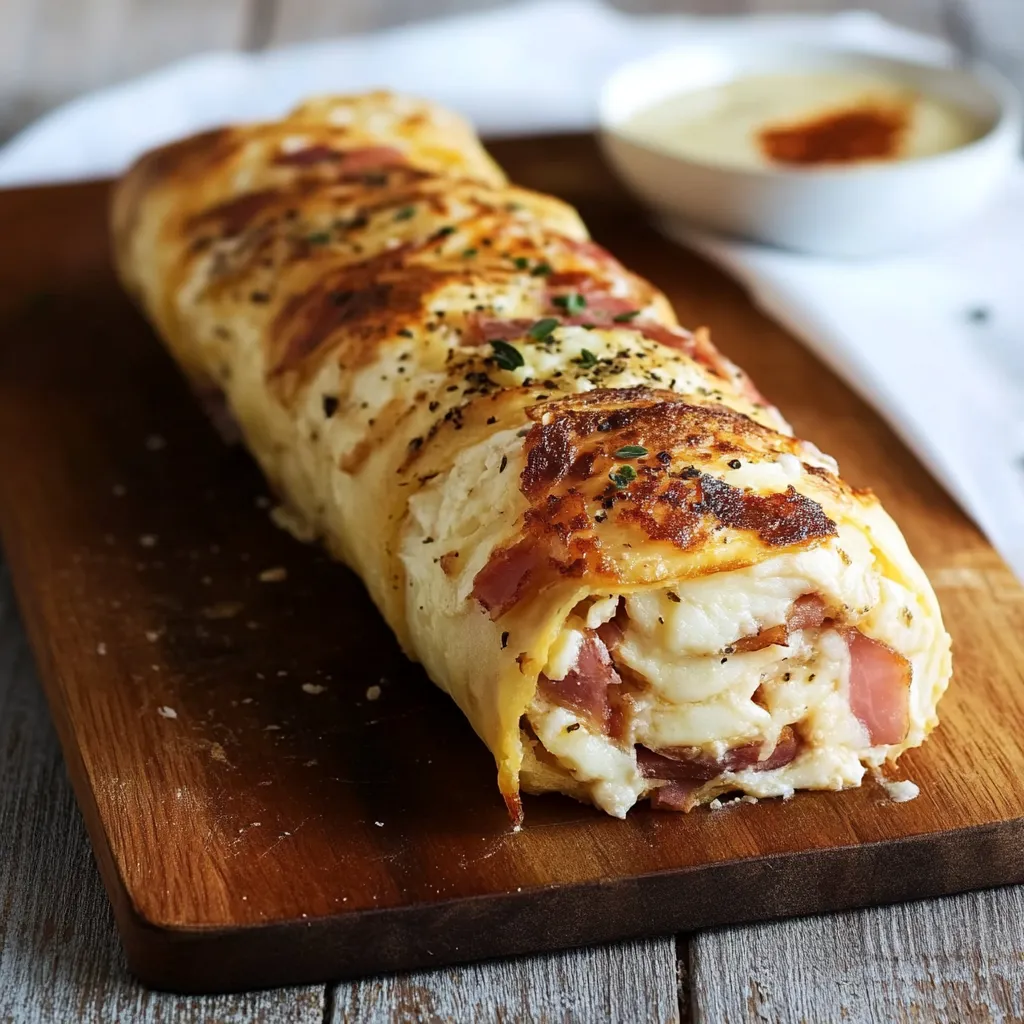 Un panino a forma di spirale con ingredienti vari.