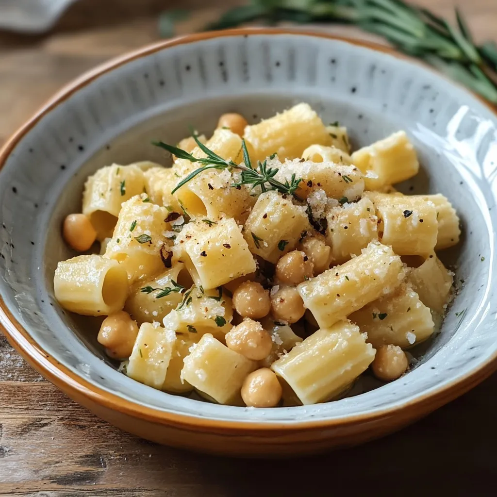 Una ciotola con pasta e ceci.