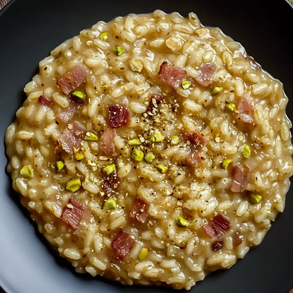 Riso con bacon e noci.