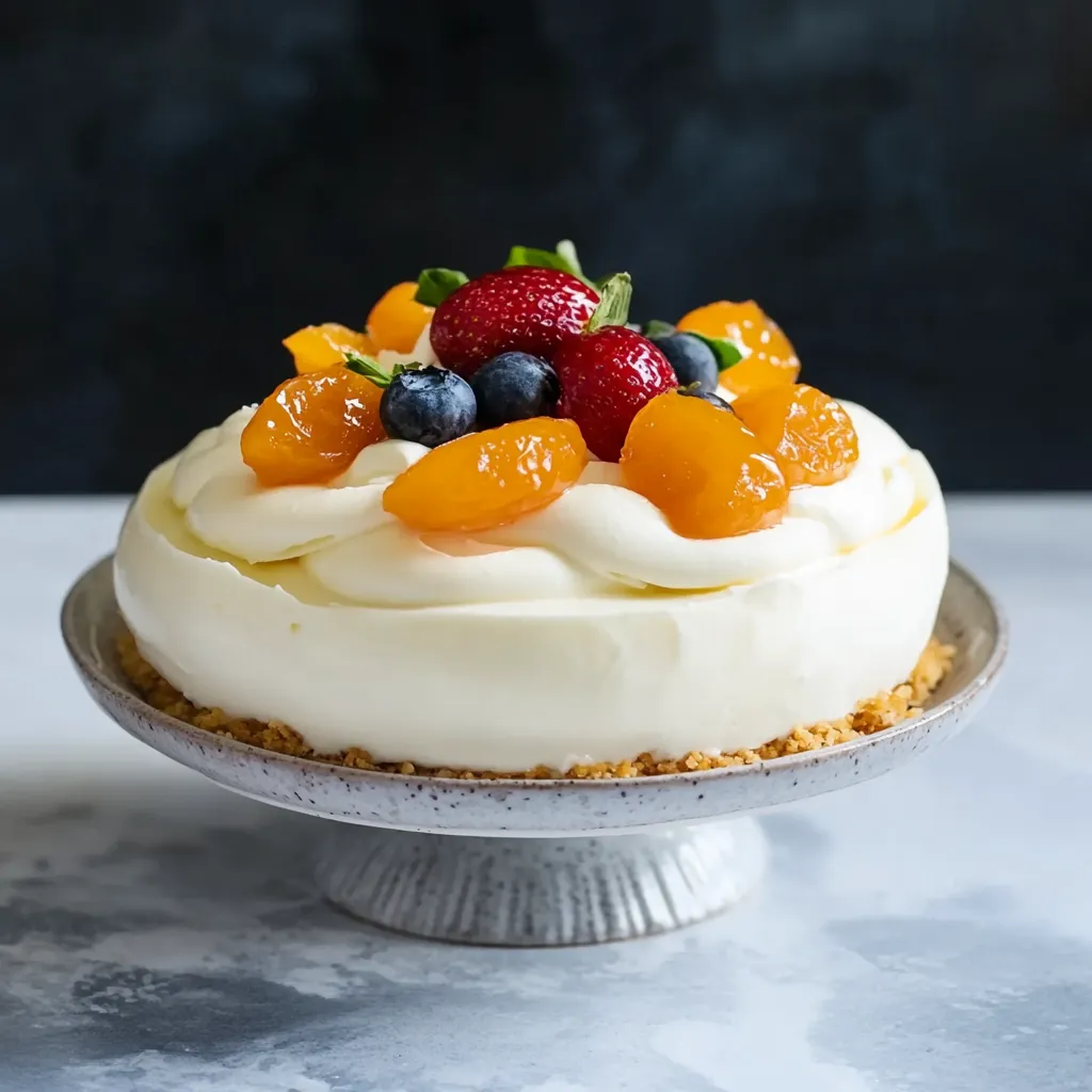 Un dolce con frutta e crema su un piatto.
