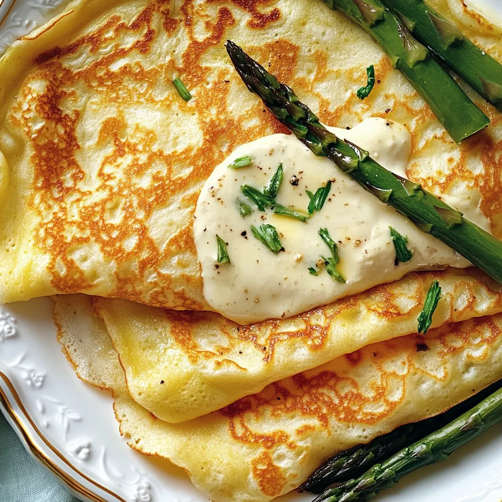 Piatti di frittata con asparagi e salsa.