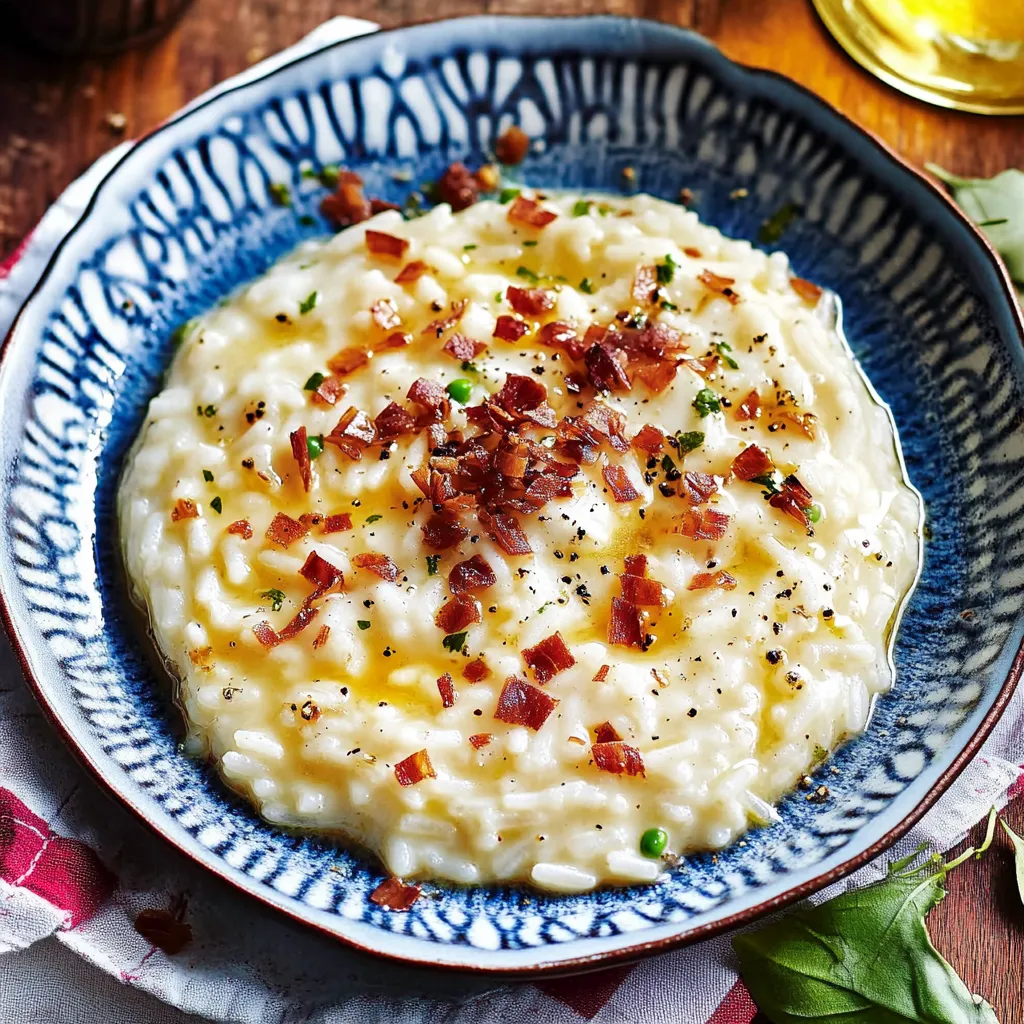 Una ciotola di riso con bacon e peperoncino.