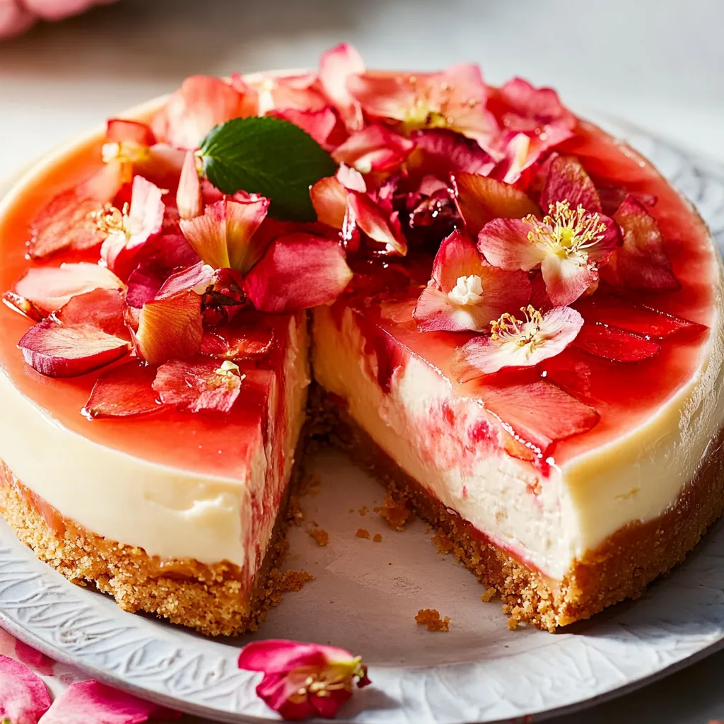 Una torta con frullati rosse e una foglia di basilico.