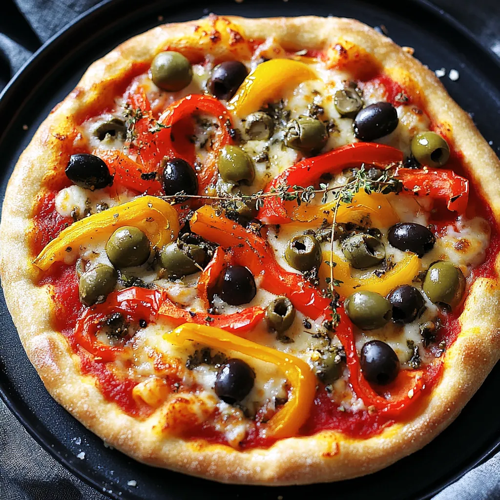 Pizza con peperoni, olive e pomodori.