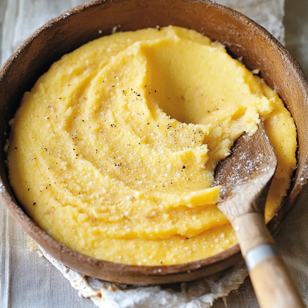 Una ciotola con polenta e speck.