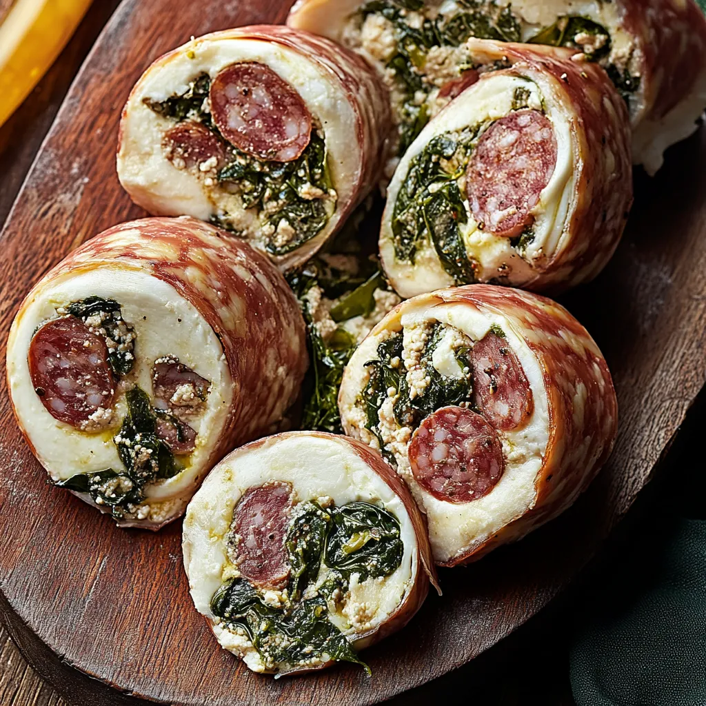 Piatti di prosciutto e spinacce.