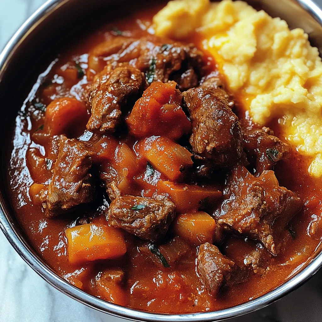 Una tazza di carne e patate.
