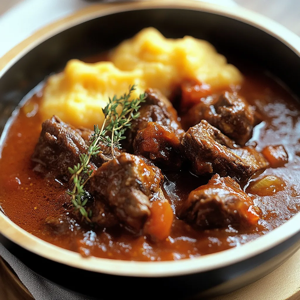 Una tazza di carne e patate.