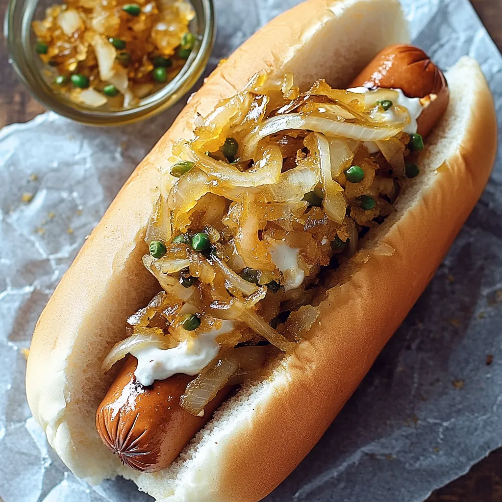 Hot dog con pepper e onion.