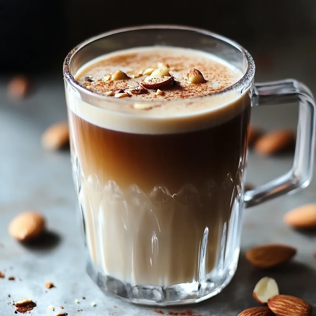 Vetro con caffè e nocciole.