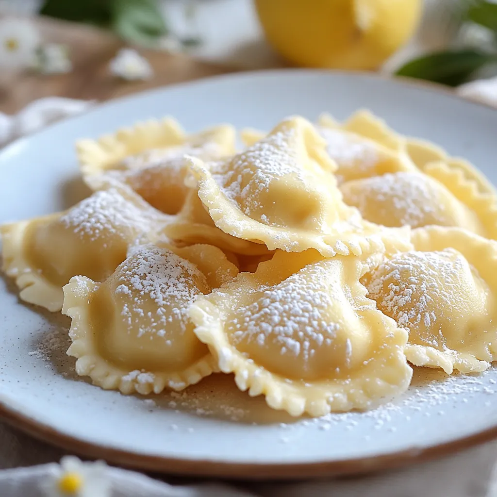A plate of pasta with a lemon on it.