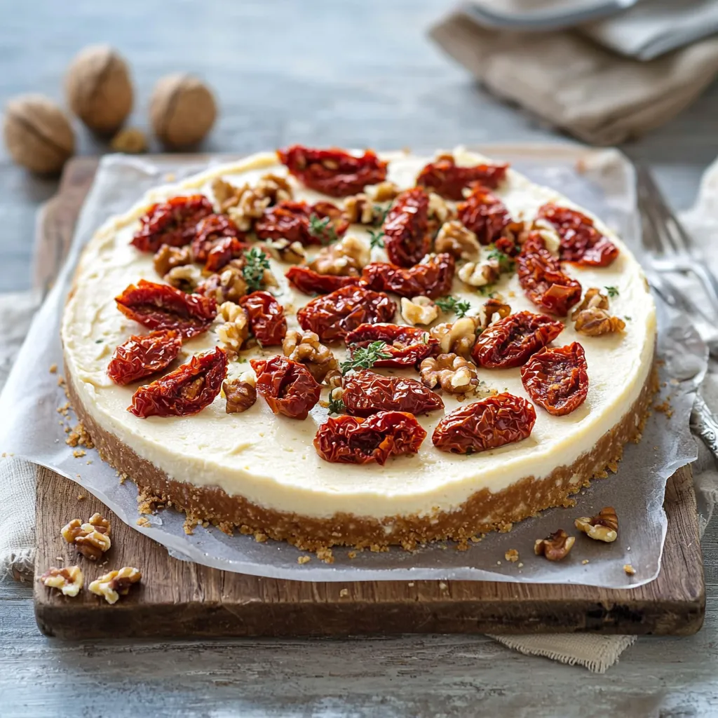 Una torta con frullati rossi e noci.