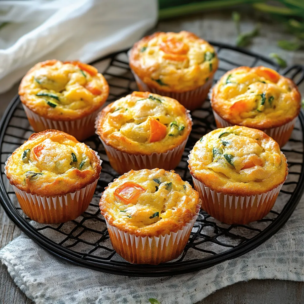 Un tavolo con un piatto di muffin con verdure.
