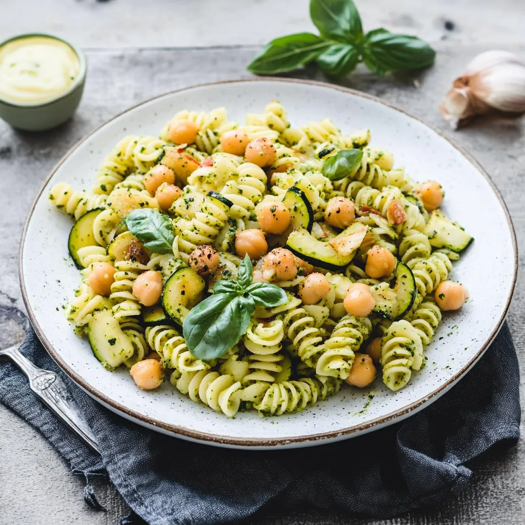 Piatti di pasta con verdure e noci.