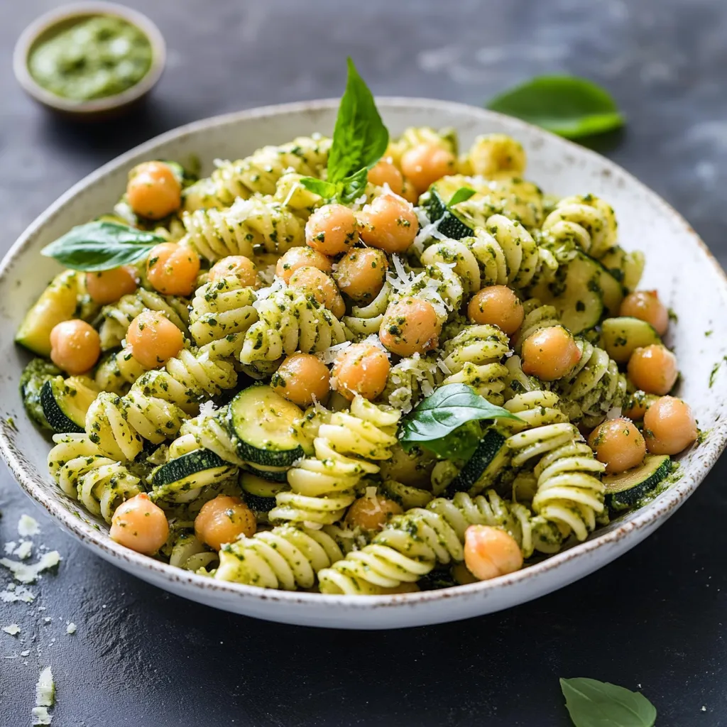 Penne con verdure e noci.