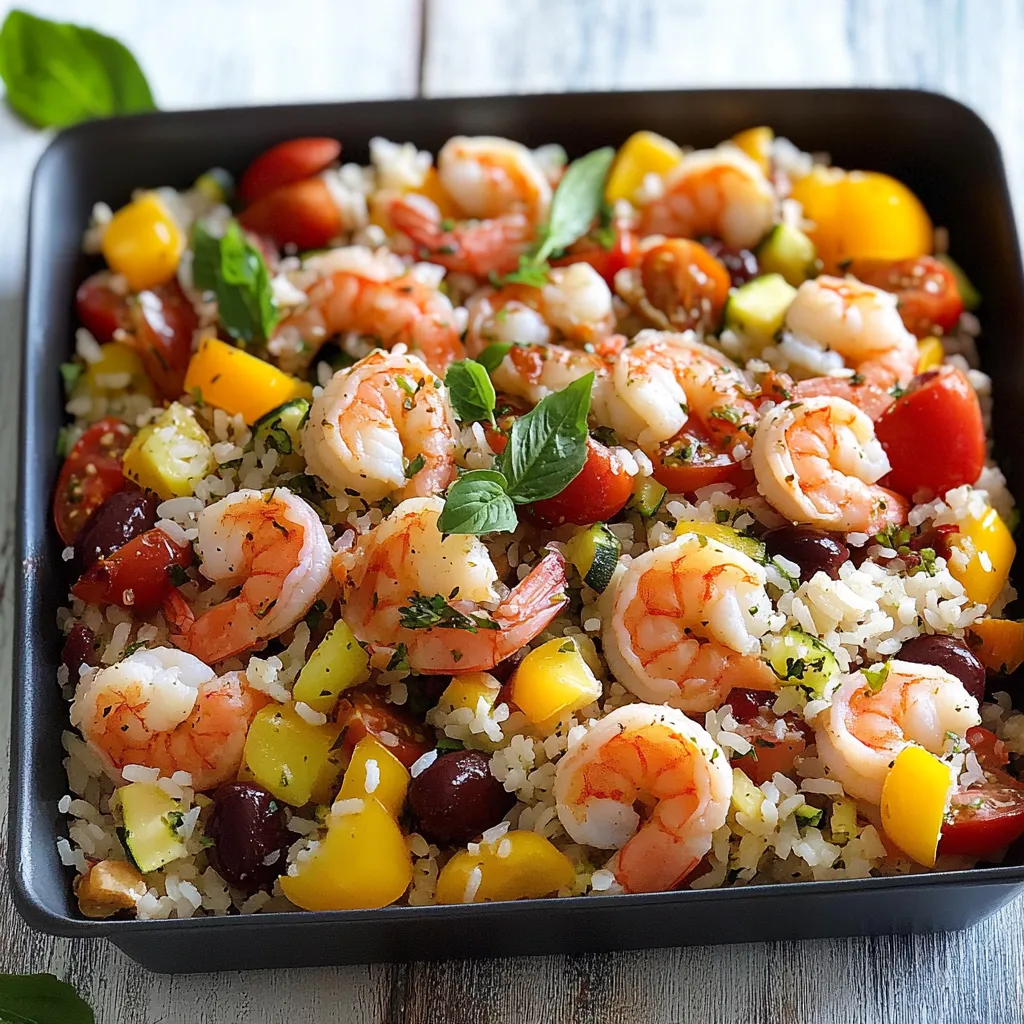Riso con frullati e gamberi.