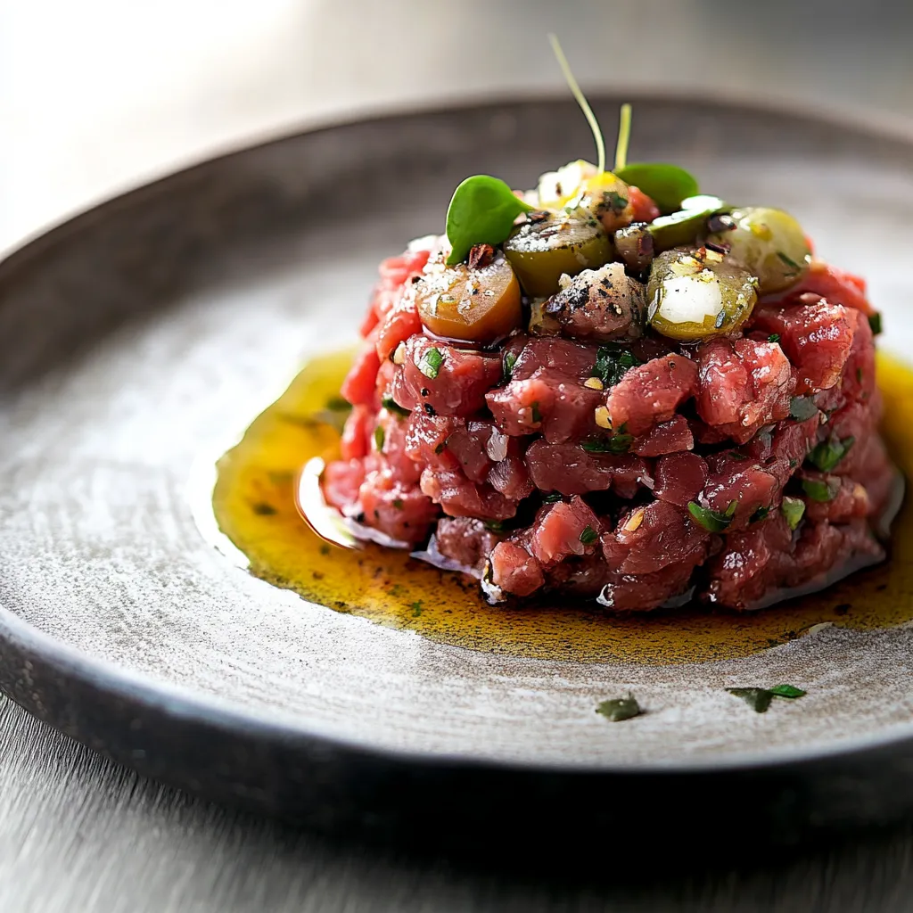 Una pietanza di carne con verdure e olive.