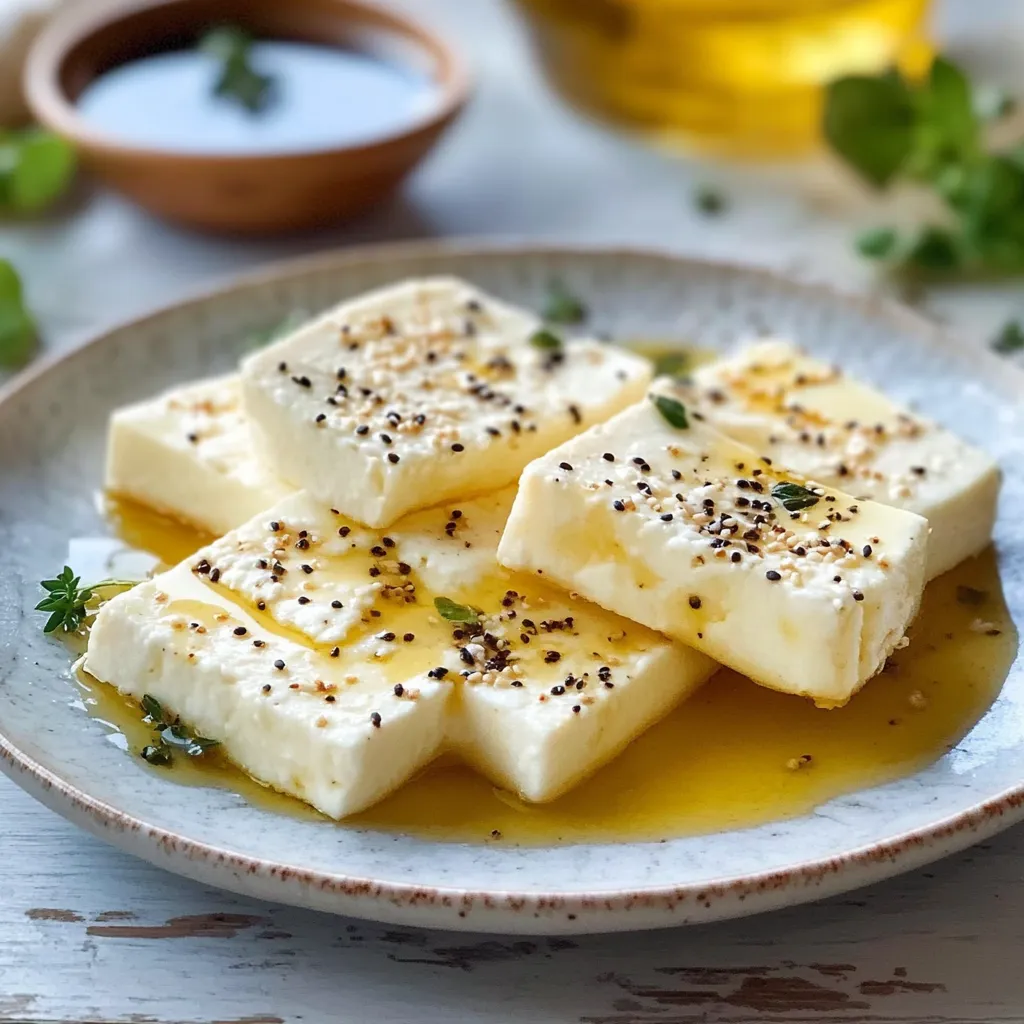 Quattro pezzi di formaggio con semi di sesamo.
