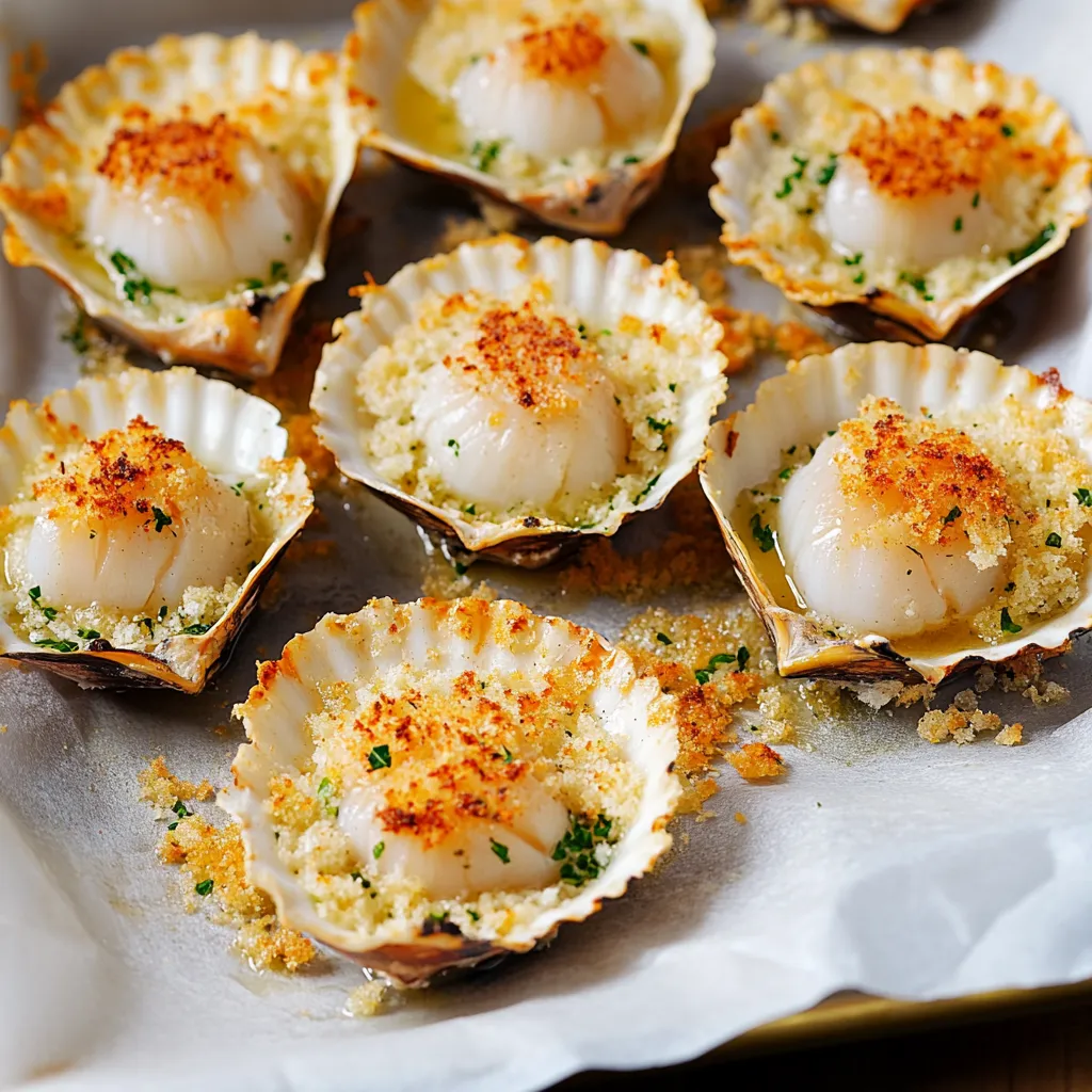 Un piatto di molluschi con erbe e spicchi di peperoncino.