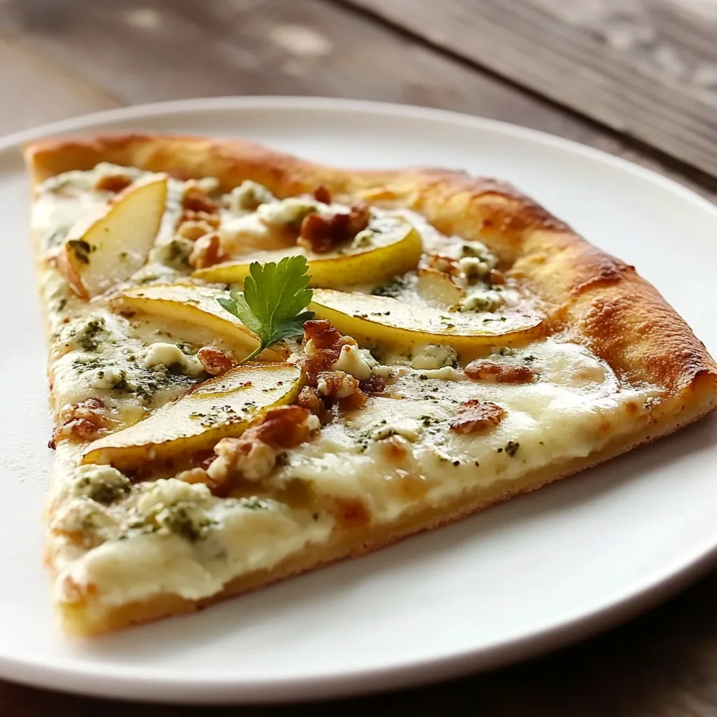 Una pizza con frutta e formaggio.