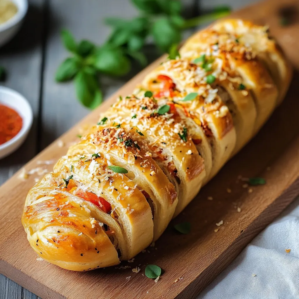 Un pane con verdure e formaggio.