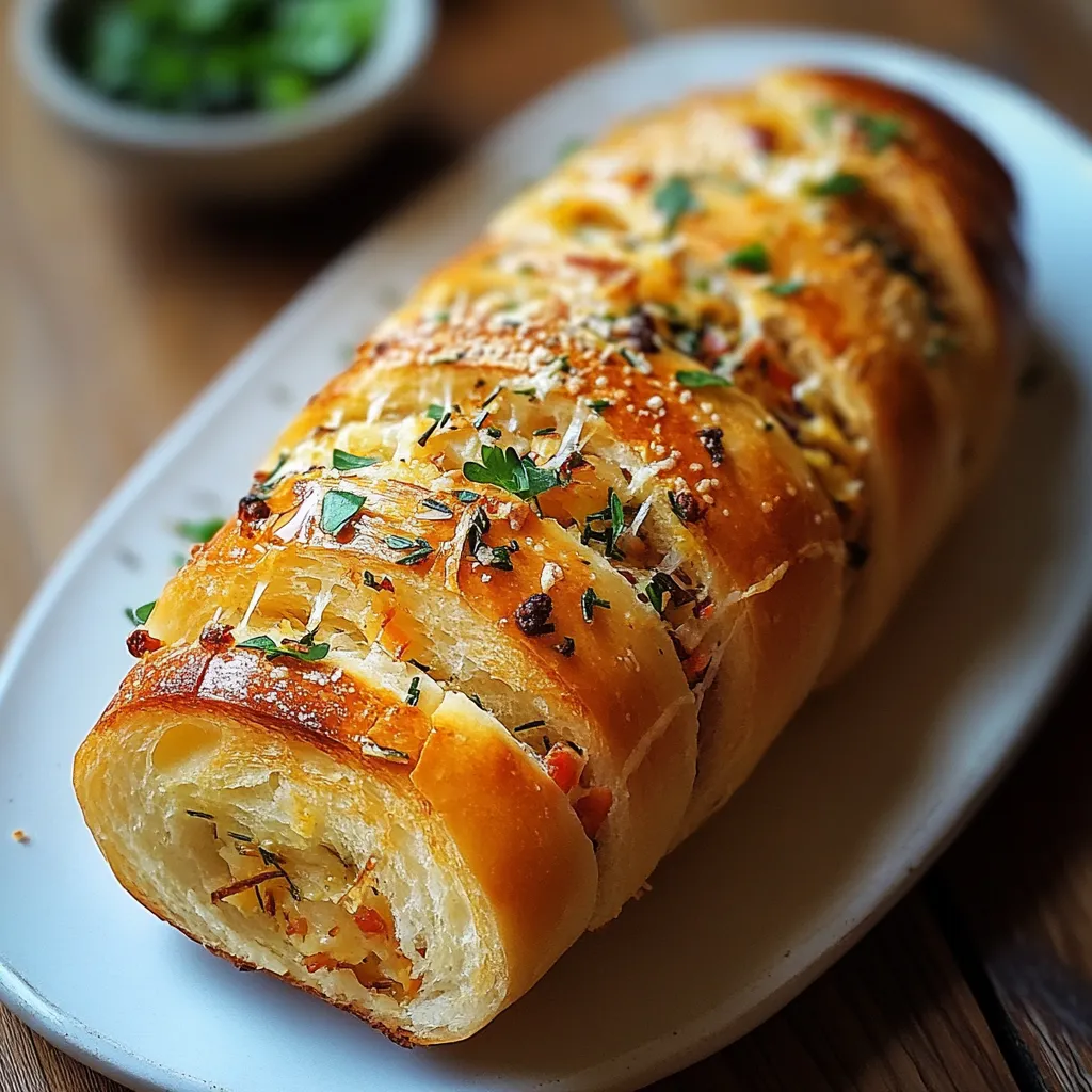 Un pane a forma di spirale con verdure e formaggio.