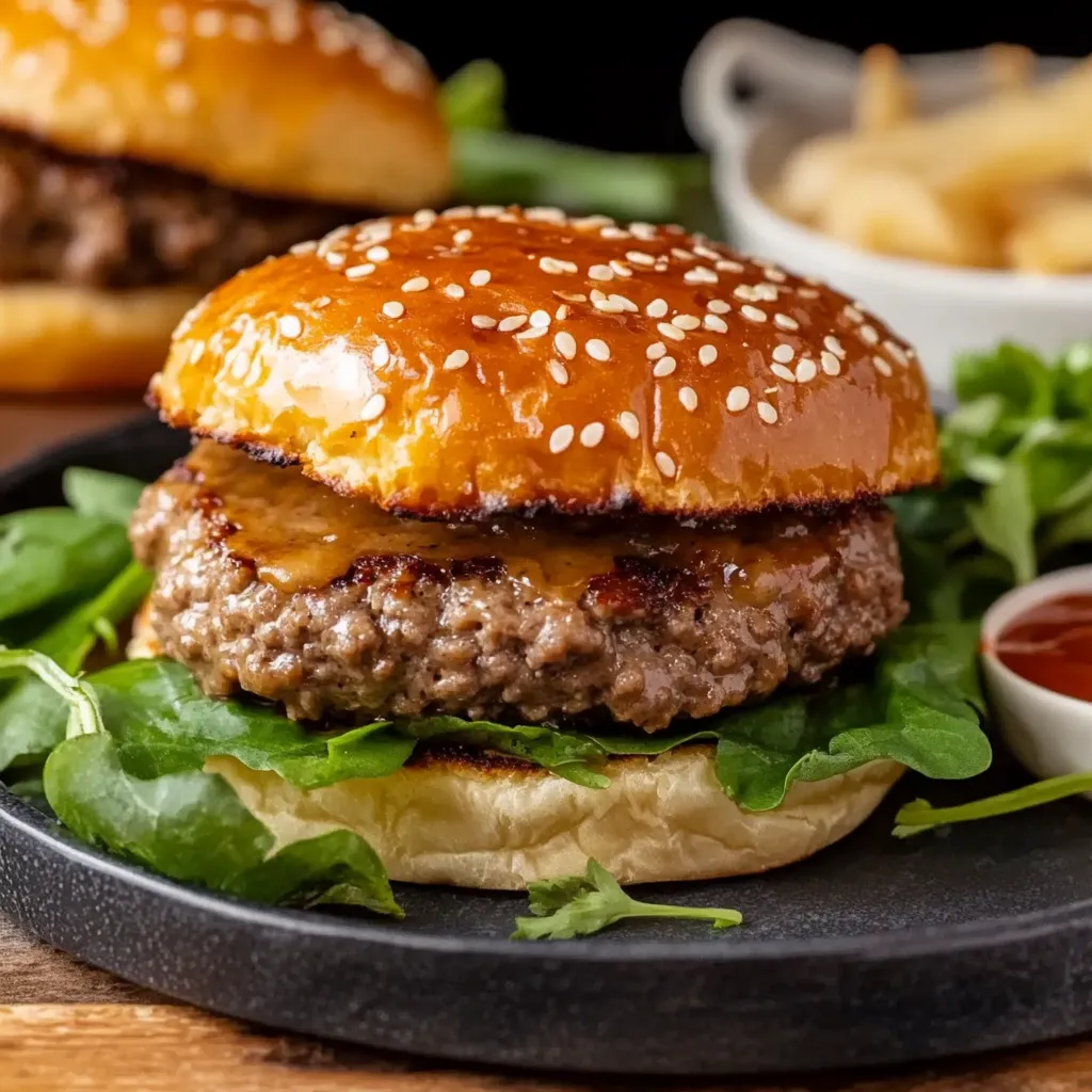 Due hamburger con patate fritte.