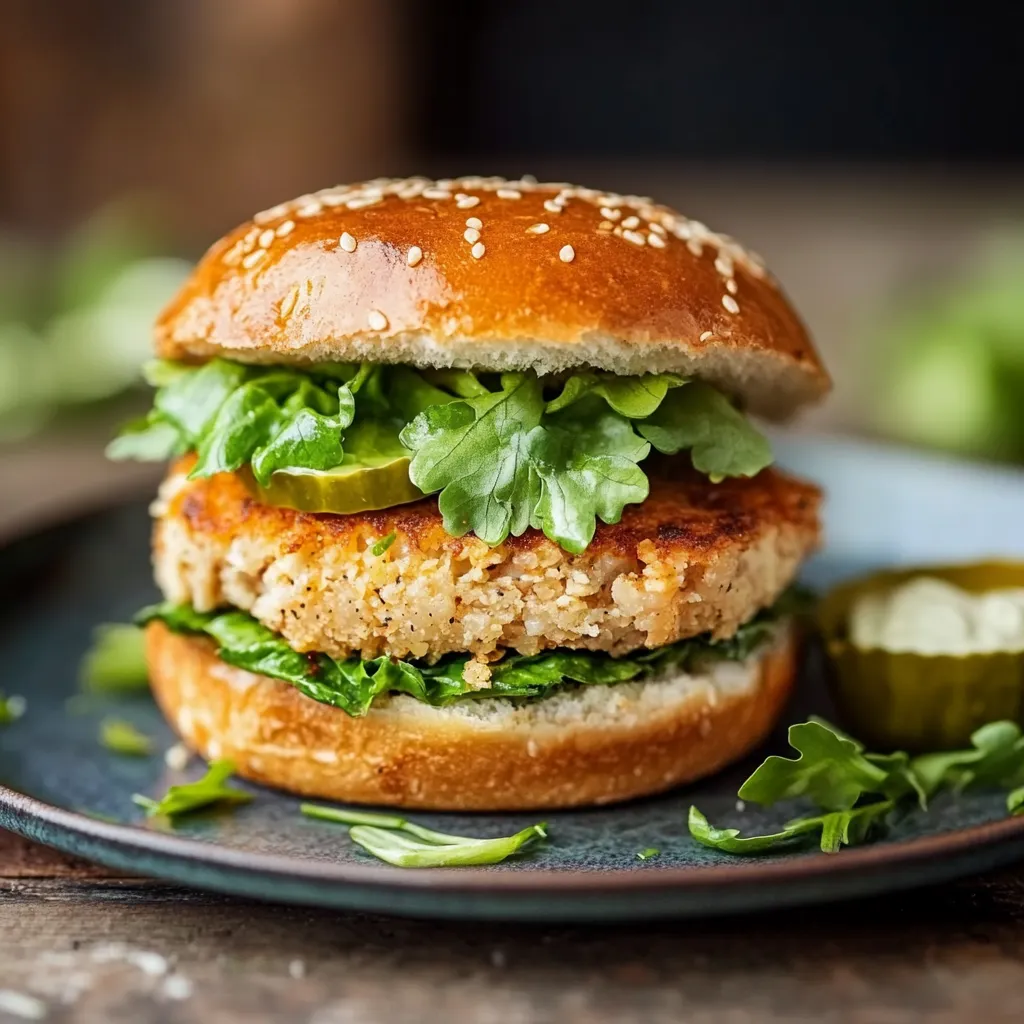 Una fetta di hamburger con lattuga e cipolla.