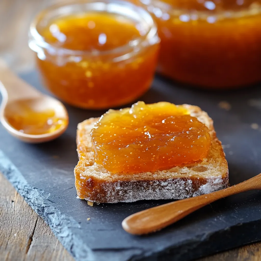 Un pezzo di pane con marmelata.